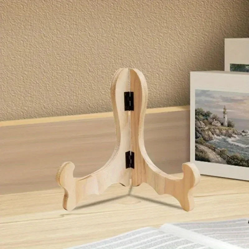 Vintage Wooden Dish Display Stand – Foldable Easel Plate Holder Plate Display Stand Babs