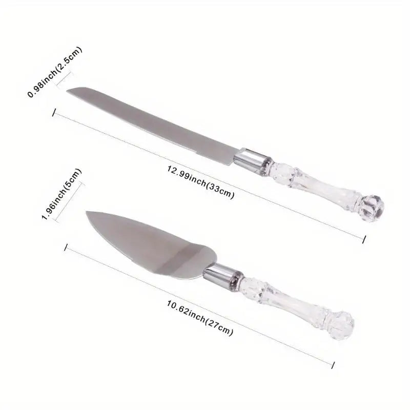 2pc Faux Crystal Cake Knife & Server Set for Weddings Cake Knife Server Set Babs