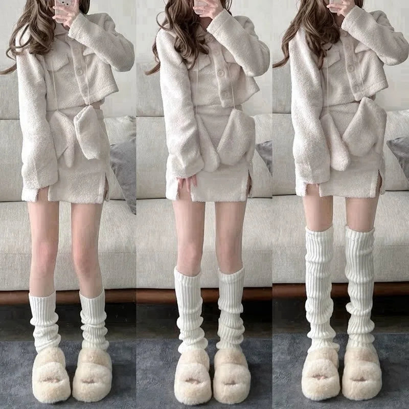 Harajuku Slouch Socks – Y2K Korean Loose Knit Leg Warmers Knit Slouch Socks Babs