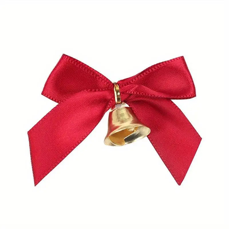 10pcs Christmas Bowknot Bows with Bells – Gift & Tree Décor Christmas Bow Decoration Babs
