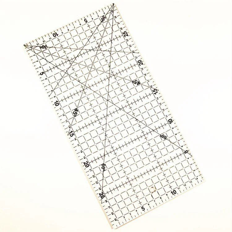 15x30cm Acrylic Quilters Ruler – Double Color Grid & Angle Lines Quilting Ruler Babs black