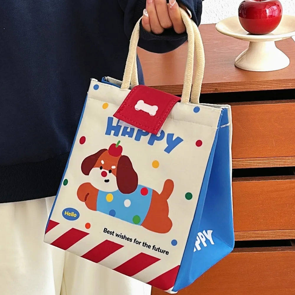 Cartoon Insulated Lunch Bag – Large Canvas Bento Tote Insulated Lunch Tote Babs