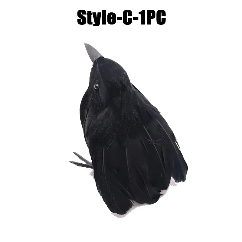 Simulation Black Crow Raven Garden Decor & Bird Repellent Garden Bird Deterrent Babs Style C-1PCS
