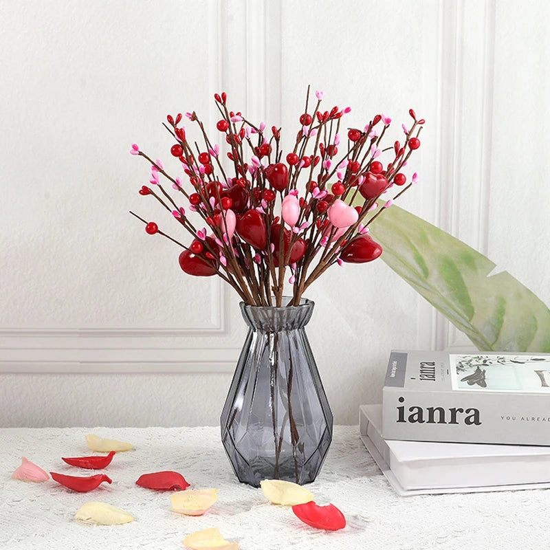 Artificial Heart Berry Picks Flower Stems – Wedding & Home Décor Artificial Floral Picks Babs
