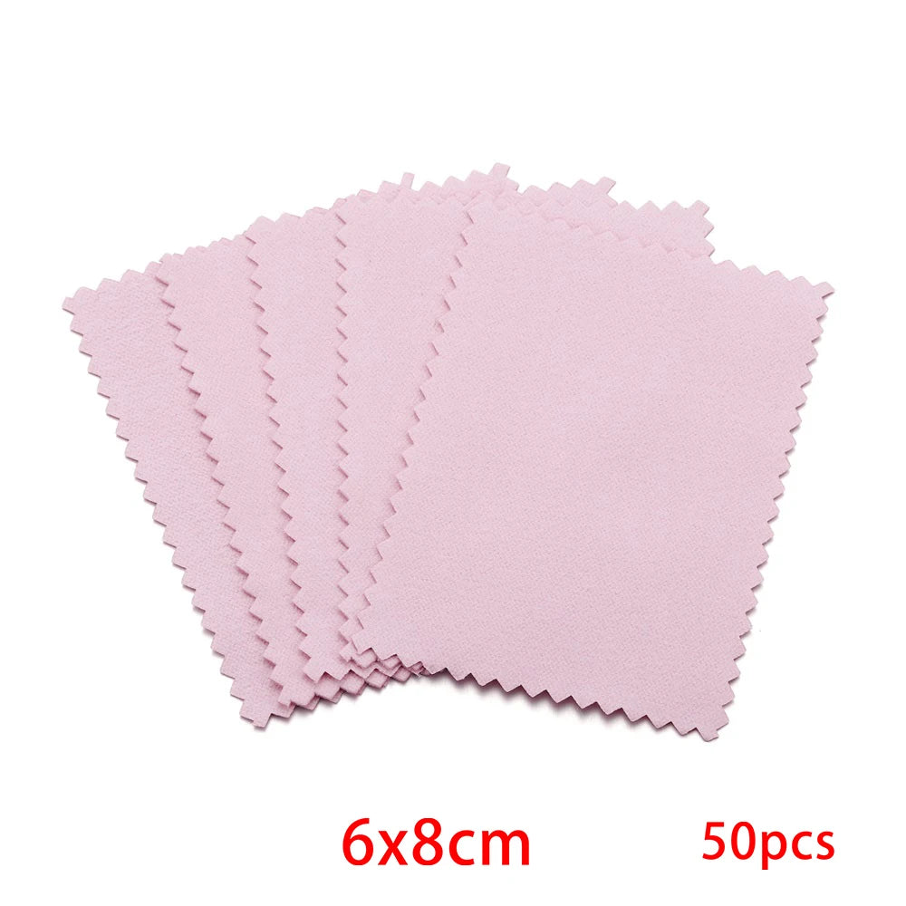 50pcs Jewelry Polishing Cloths for Silver, Gold & Platinum Jewelry Polishing Cloth Babs Pink 6x8 50Pcs