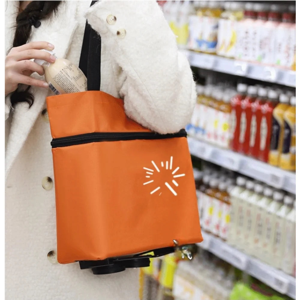 2-in-1 Foldable Shopping Cart Trolley Bag with Wheels Foldable Shopping Trolley Babs