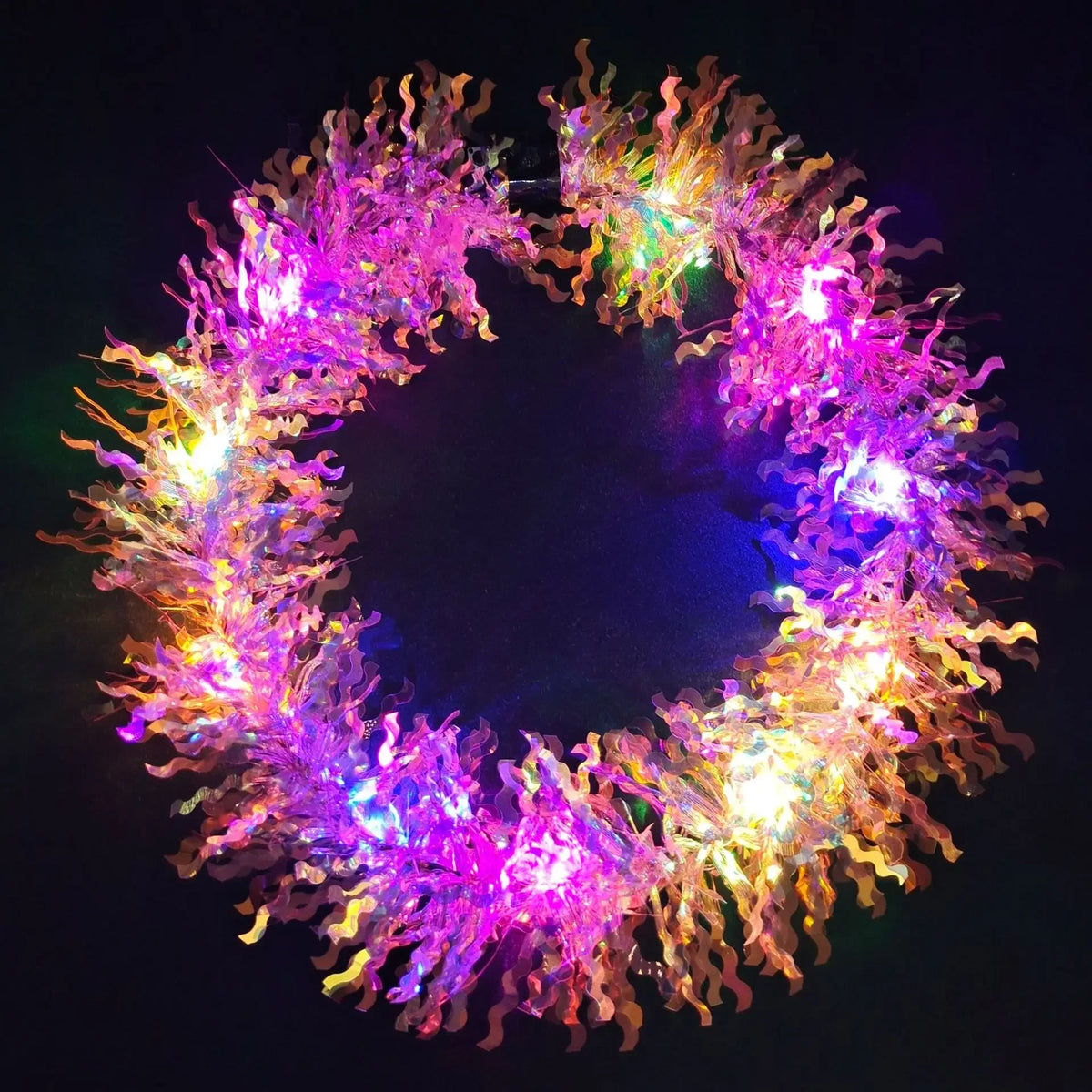 10pcs LED Crown Wreath Headbands | Glowing Party Hair Bands LED Party Headband Babs pink and pink lights
