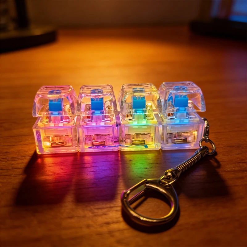 LED Light-Up Keyboard Keychain – Clickable Fidget Toy Gift Fidget Keychain Toy Babs White