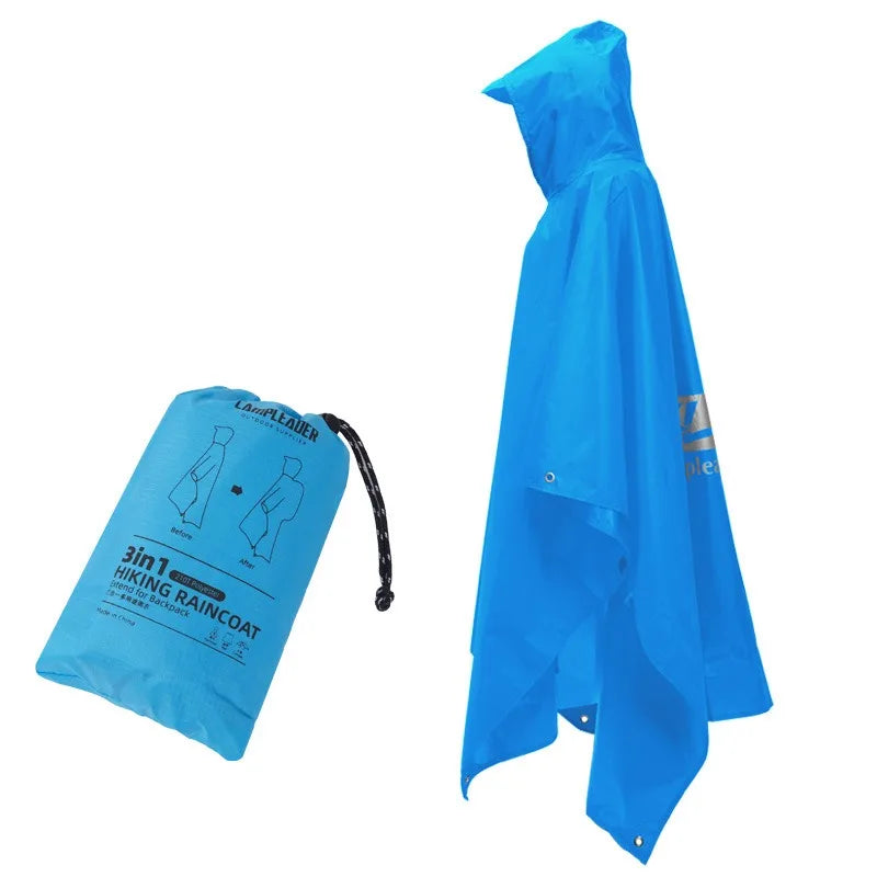 3-in-1 Adult Waterproof Hooded Raincoat & Poncho – Big Size Waterproof Raincoat Babs 6-Light blue