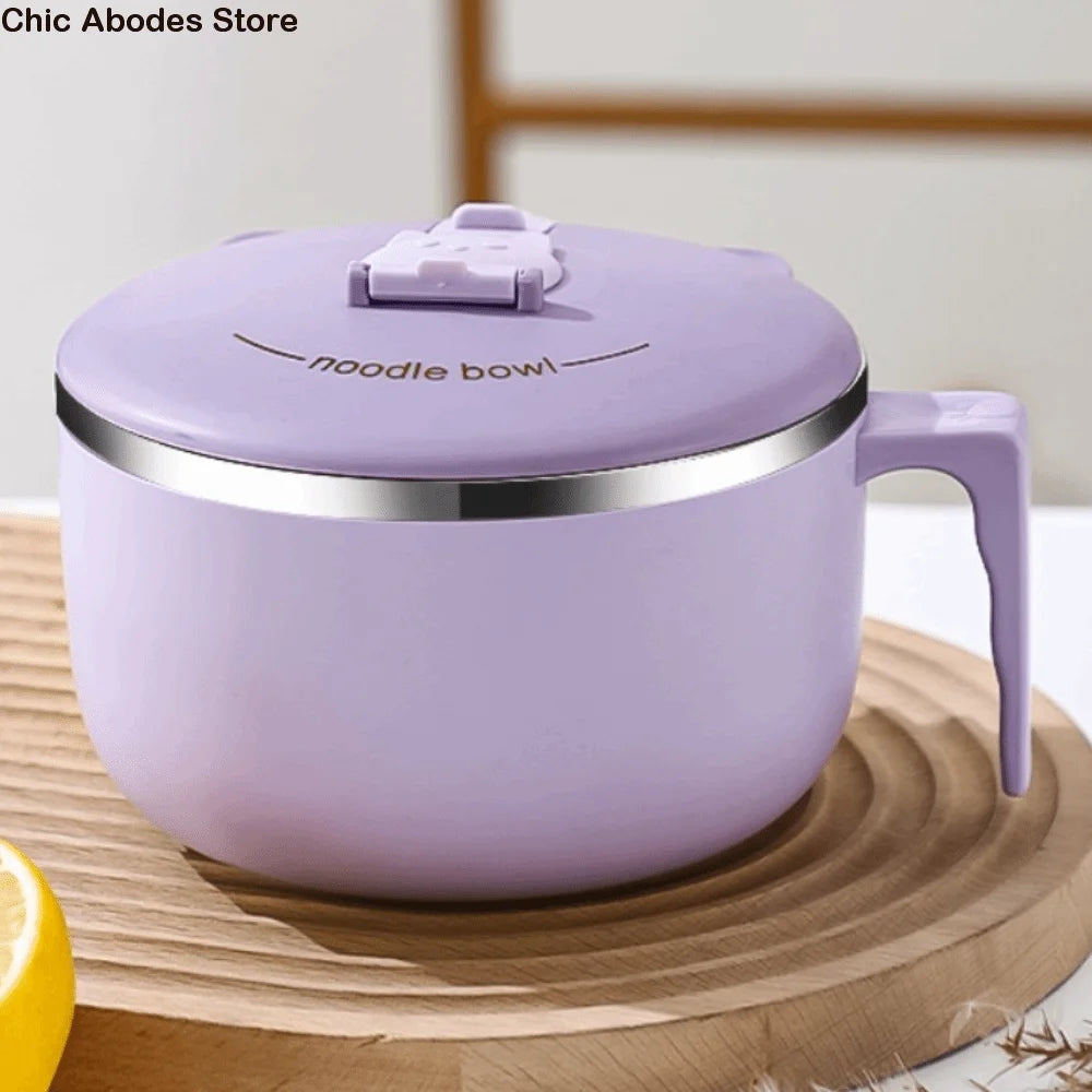 Japanese Stainless Steel Ramen Bowl 1300ml – Lid & Drain Hole Stainless Steel Bowl Babs
