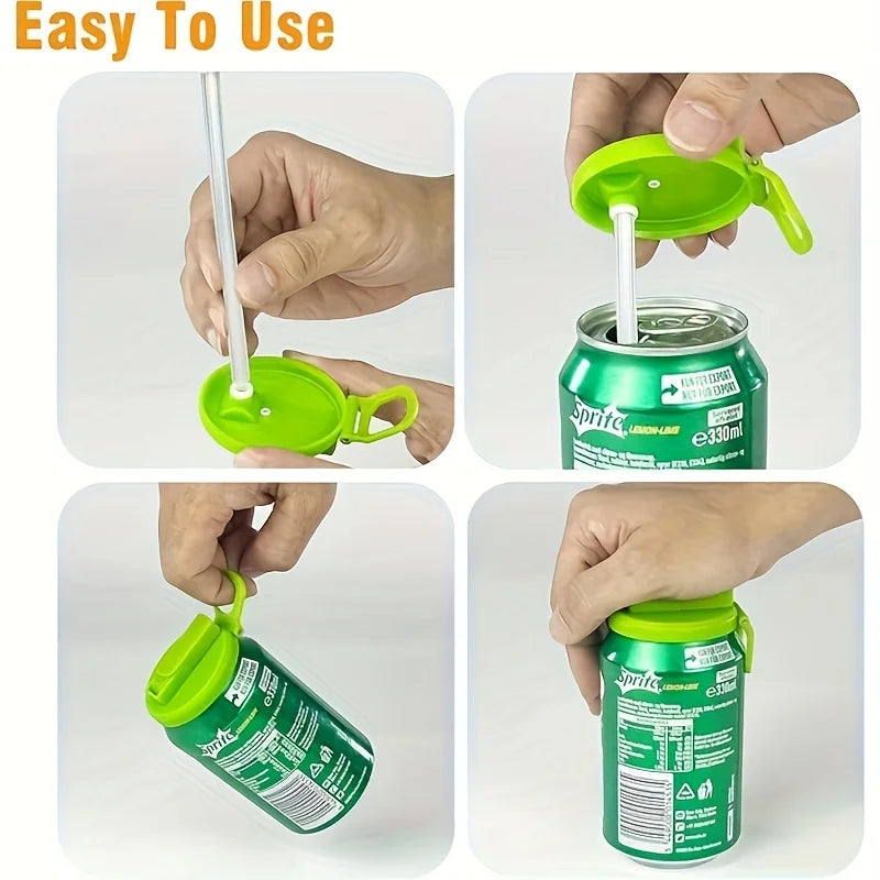 Reusable Soft Drink Can Lid with Straw – Soda, Juice & Beverages Drink Can Lid Babs