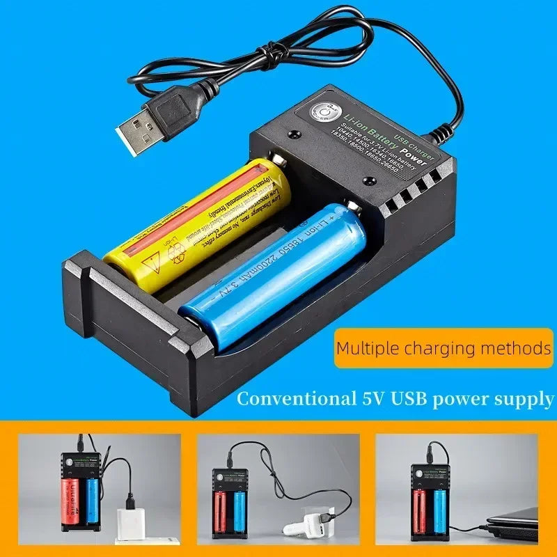 18650 Dual Slot USB Li-Ion Battery Charger with LED Indicator Battery Charger Babs