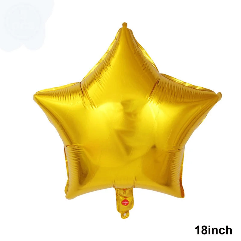 18" Star & Heart Foil Balloons for Parties & Weddings (5–50 pcs)