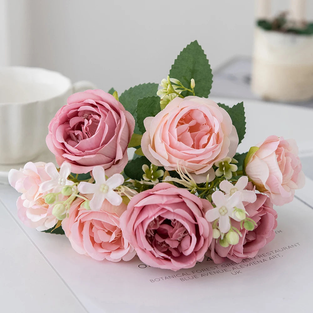 Silk Peony Bouquet – Artificial Flowers for Home & Events Artificial Flower Bouquet Babs (Dark Pink) 1pc