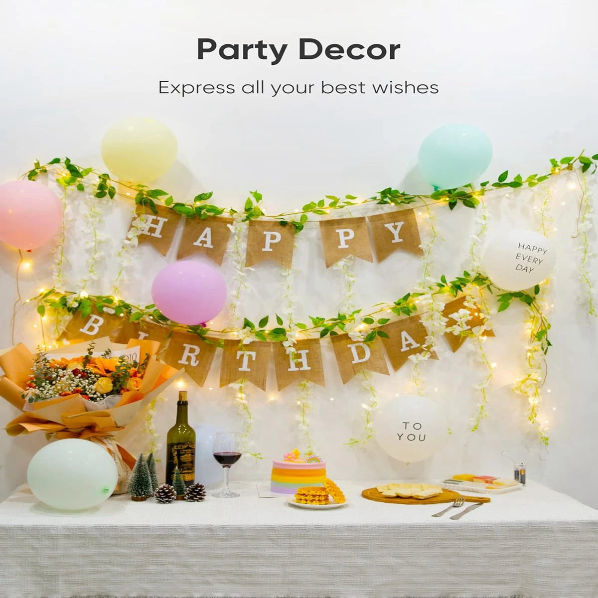 2M LED Artificial Leaf Flower Rattan Garland – Home & Party LED Decorative Garland Babs
