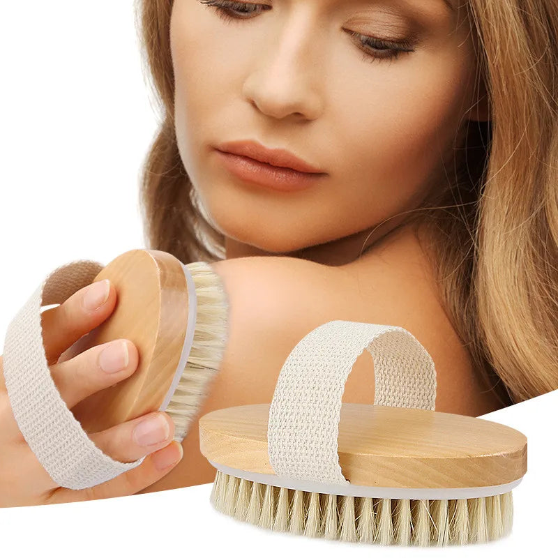 Portable Natural Bristle Exfoliating Bath Brush & Body Scrubber Body Exfoliating Brush Babs