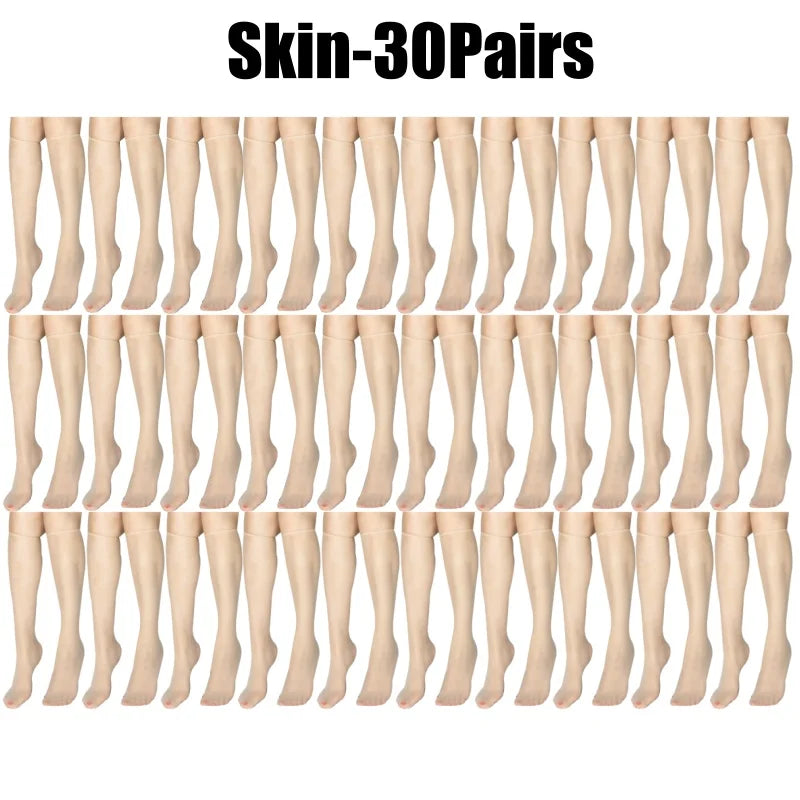 Women's Ultra-Thin Seamless Sheer Stockings | Korean Style Sheer Stockings Babs Skin-30Pairs One Size