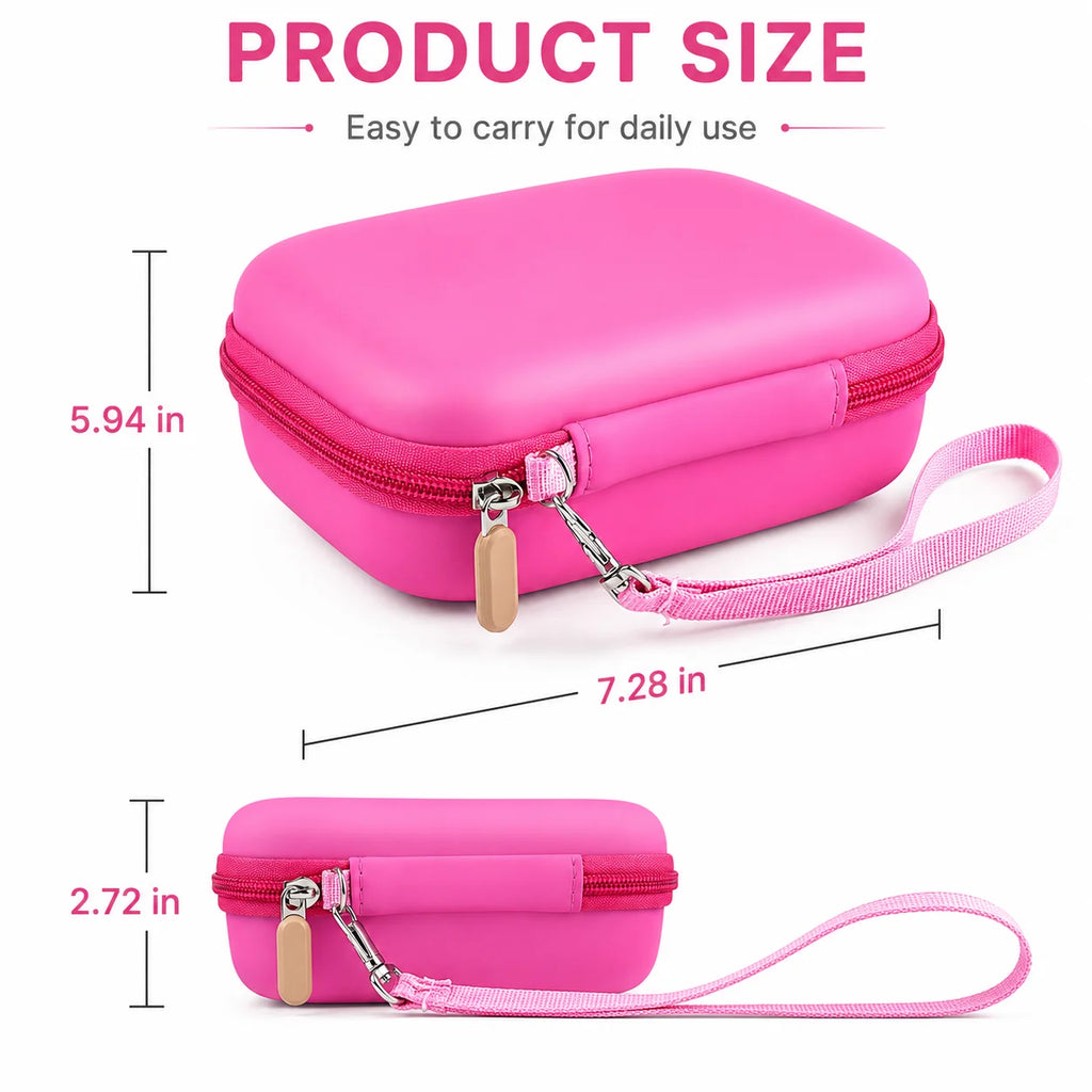 Pink Kids Camera Case – Hard EVA Storage Box with Mesh Pocket Kids Camera Case Babs