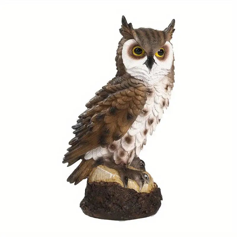 Resin Bionic Owl Garden Figurine – Outdoor Porch & Yard Décor Garden Figurine Babs Brown