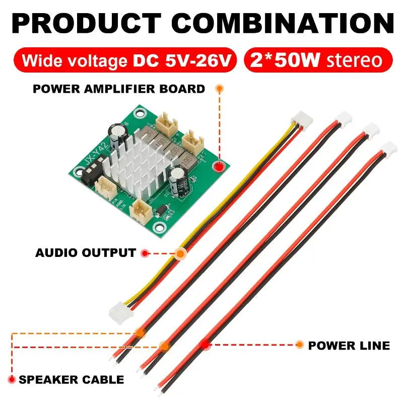 100W Class D Stereo Amplifier Board 50W+50W DC 5-26V DIY Audio Audio Amplifier Board Babs Default Title
