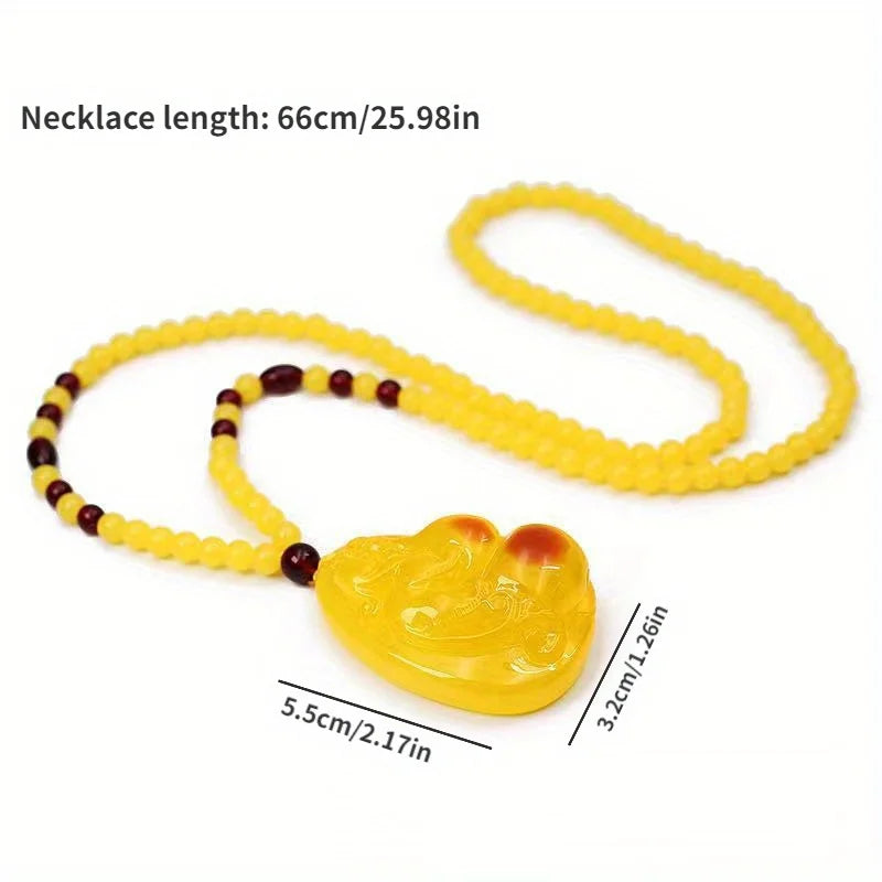 Amber-Style Resin Drop Pendant Necklace | Unisex Gift Drop Pendant Necklace Babs