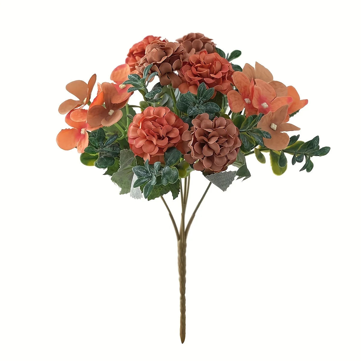 Silk Peony & Hydrangea Artificial Bouquet – Wedding & Home Décor Artificial Flower Bouquet Babs Orange 1 pc