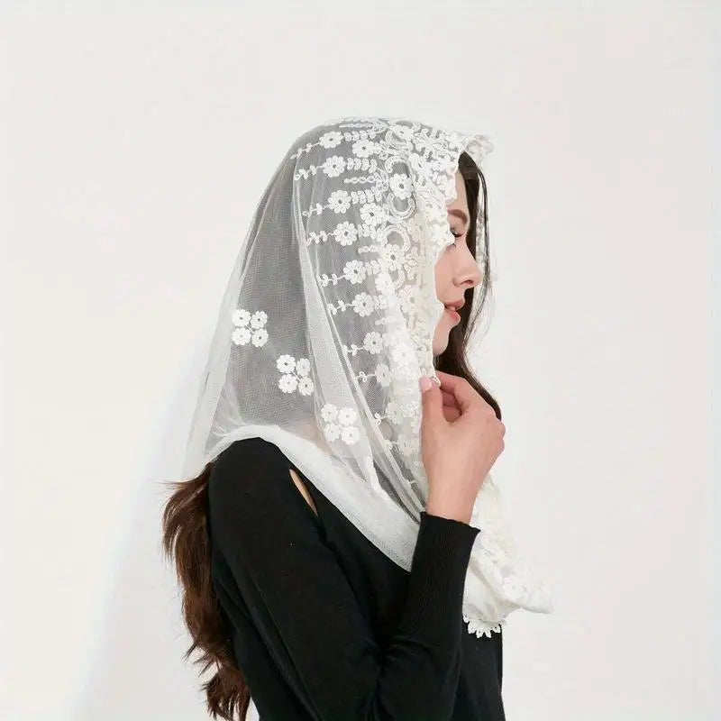 Lace Floral Women's Ring Tube Scarf – All-Season Knit Headscarf Lace Ring Scarf Babs