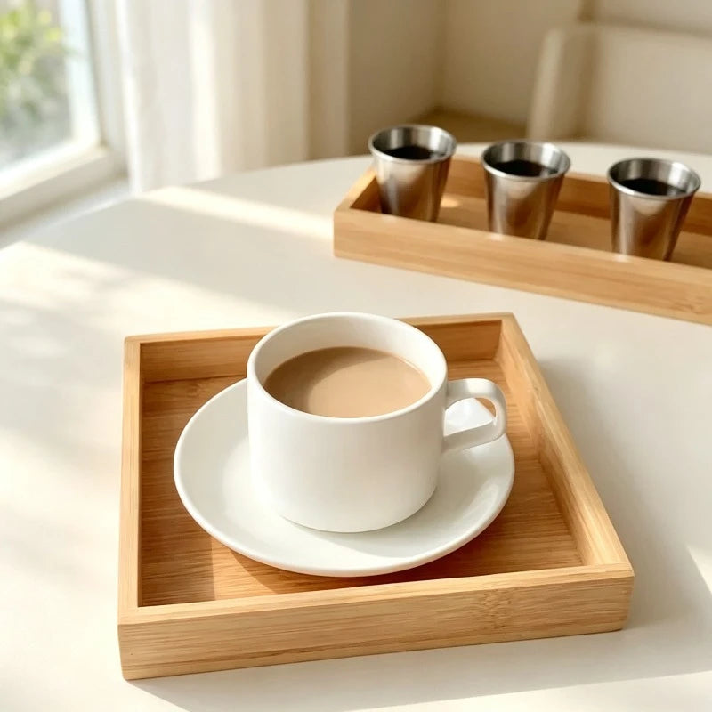 Bamboo Wood Serving Tray – Rectangular Tea & Food Tray Wooden Serving Tray Babs