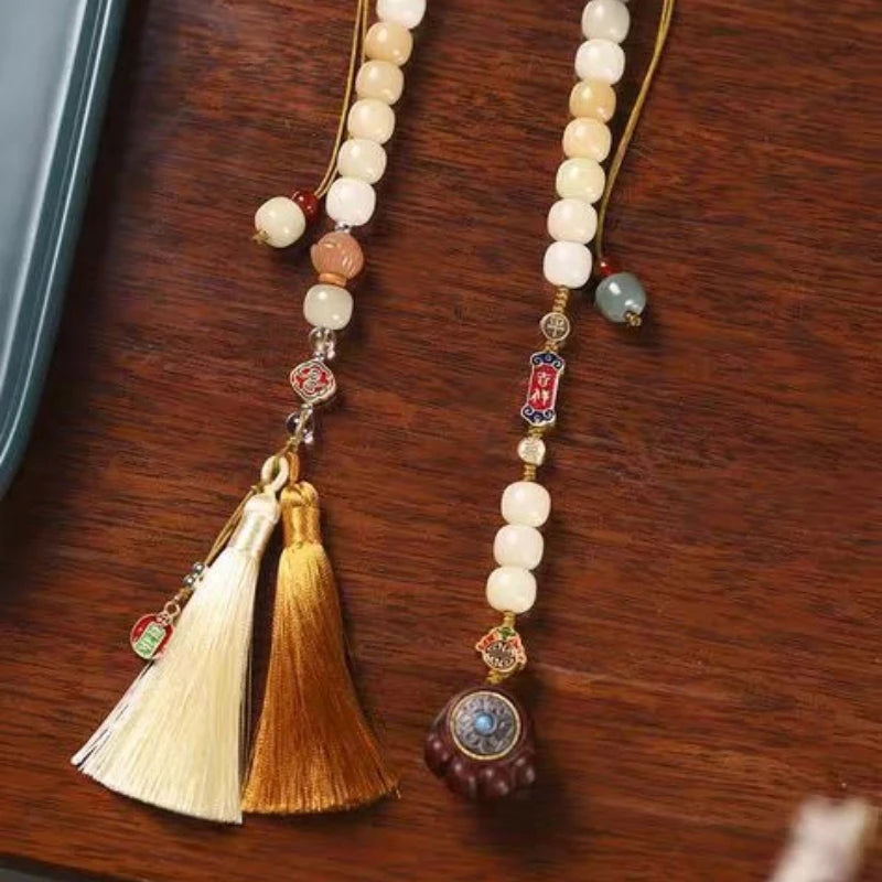 Handmade Bodhi Bead Car Pendant – Vintage Enamel Lucky Ornament Car Hanging Ornament Babs