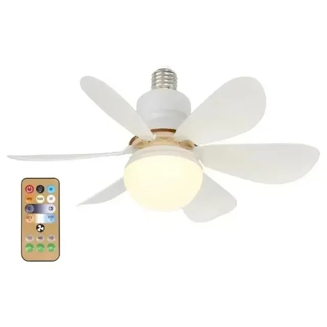 E27 30W LED Ceiling Fan Light with Remote & Dimmer – White Ceiling Fan Light Babs