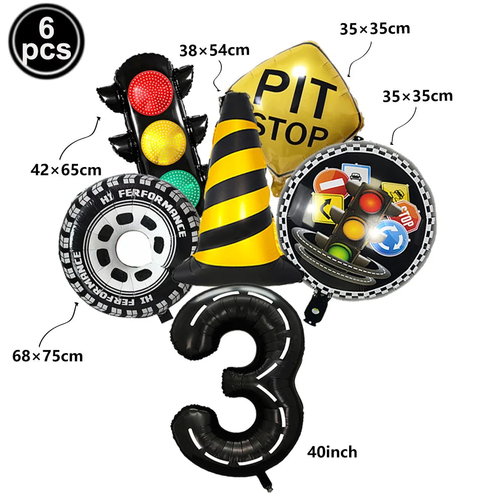 6-Piece Race Car Balloon Kit – Racing Birthday Party Decor Party Balloon Kit Babs B Number 3 As picture show