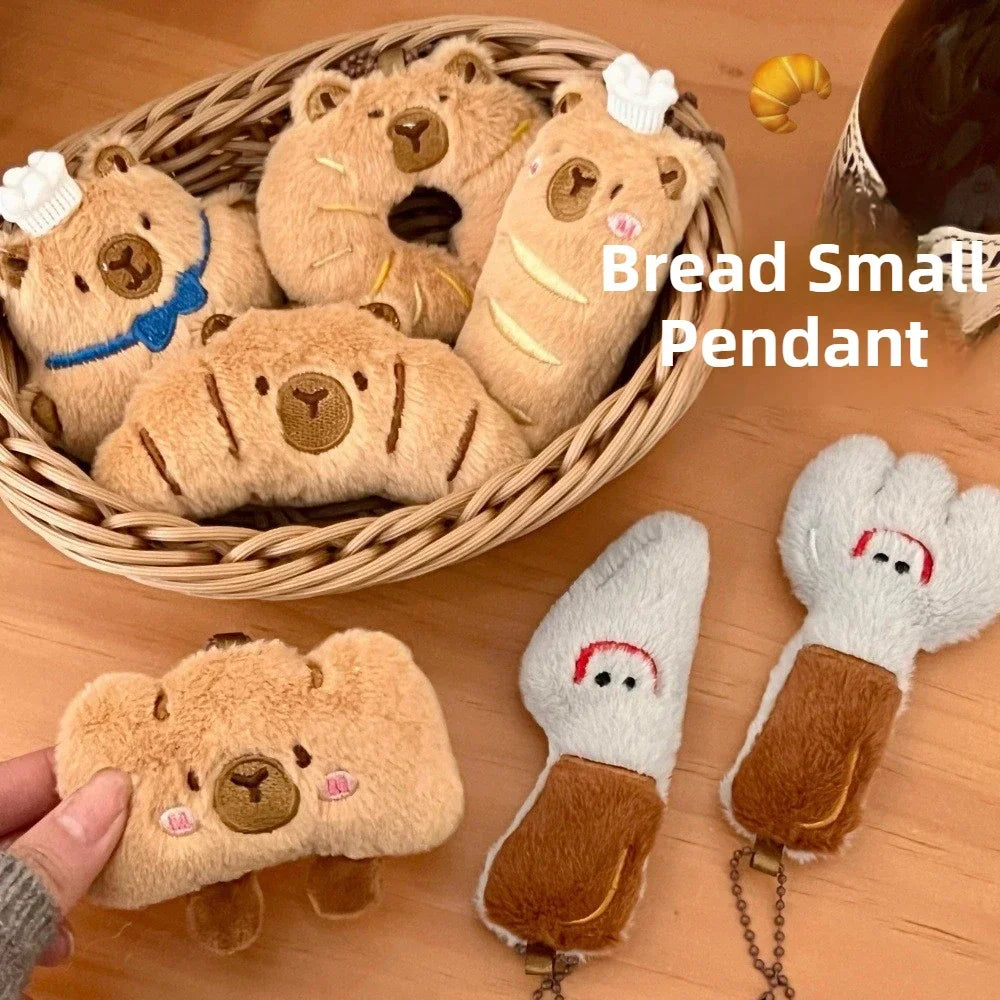 Cartoon Capybara Plush Keychain – Stuffed Croissant Pendant Plush Keychain Babs