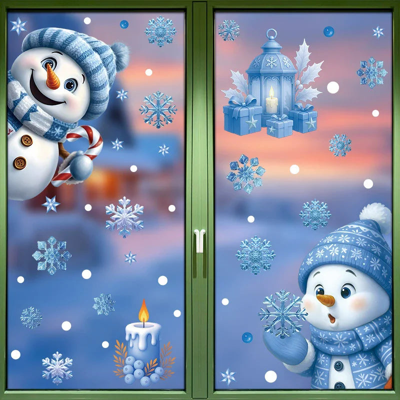 Christmas Window Static Clings – Santa, Snowman & Snowflake Window Static Clings Babs S05