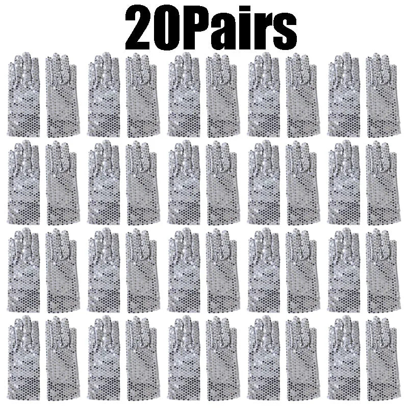 Sparkly Sequin Gloves for Dance, Party & Costume – Unisex Costume Sequin Gloves Babs 20Pairs