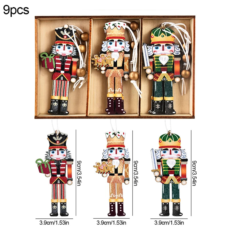 Christmas Wooden Ornaments – Gingerbread Man & Gnome Pendants Christmas Tree Ornament Babs 9PCS-M