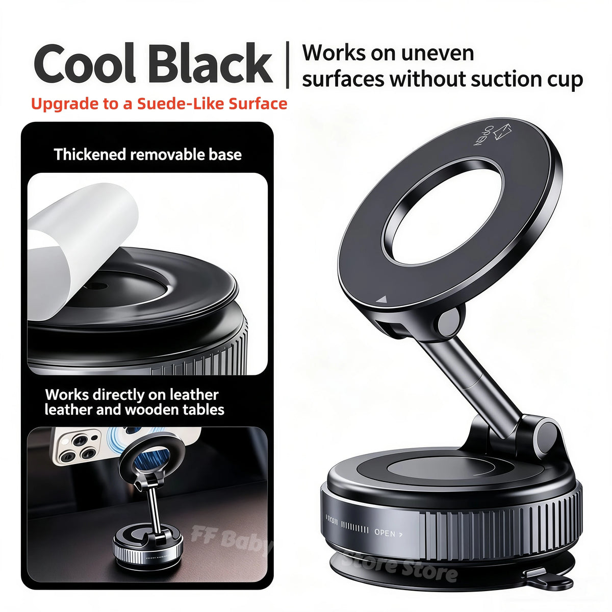 360° Rotating Magnetic Car Phone Holder – Dashboard Mount Car Phone Mount Babs Black 2