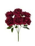 Artificial Silk Rose Bouquet – Wedding & Home Décor Artificial Flower Bouquet Babs Burgundy 1 pc