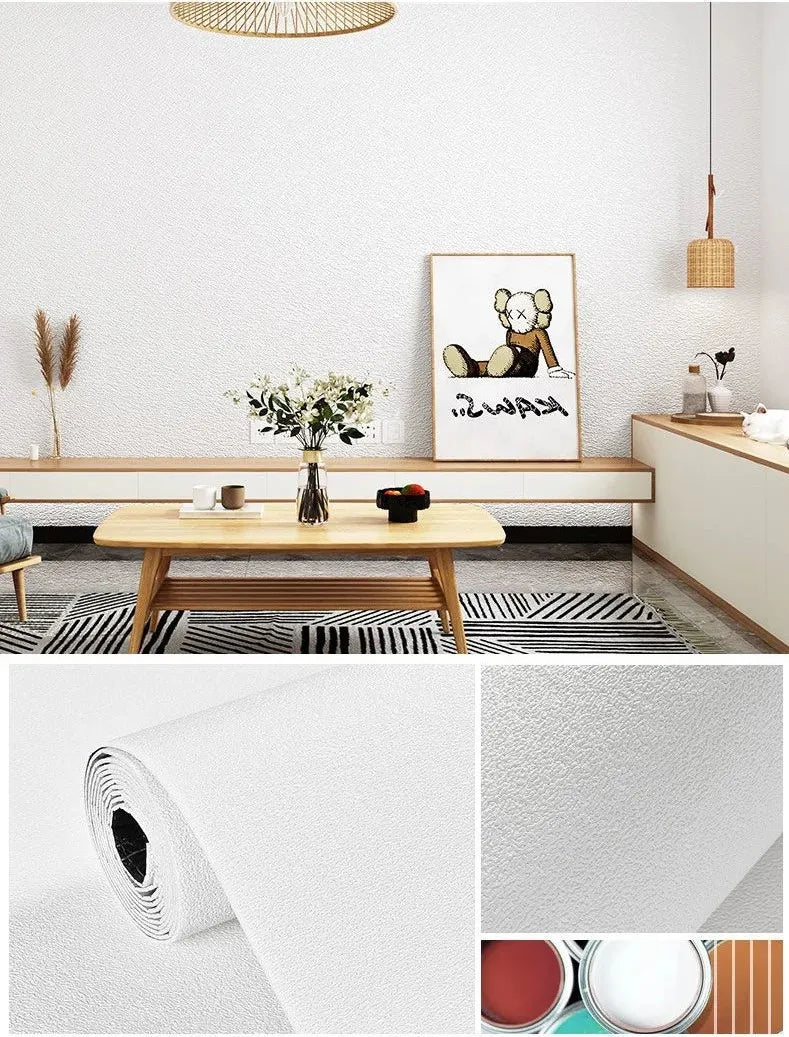 Self-Adhesive XPE Foam Wallpaper – Linen Diatom Mud Wall Sticker Peel & Stick Wallpaper Babs Diatom White 50cmx10m