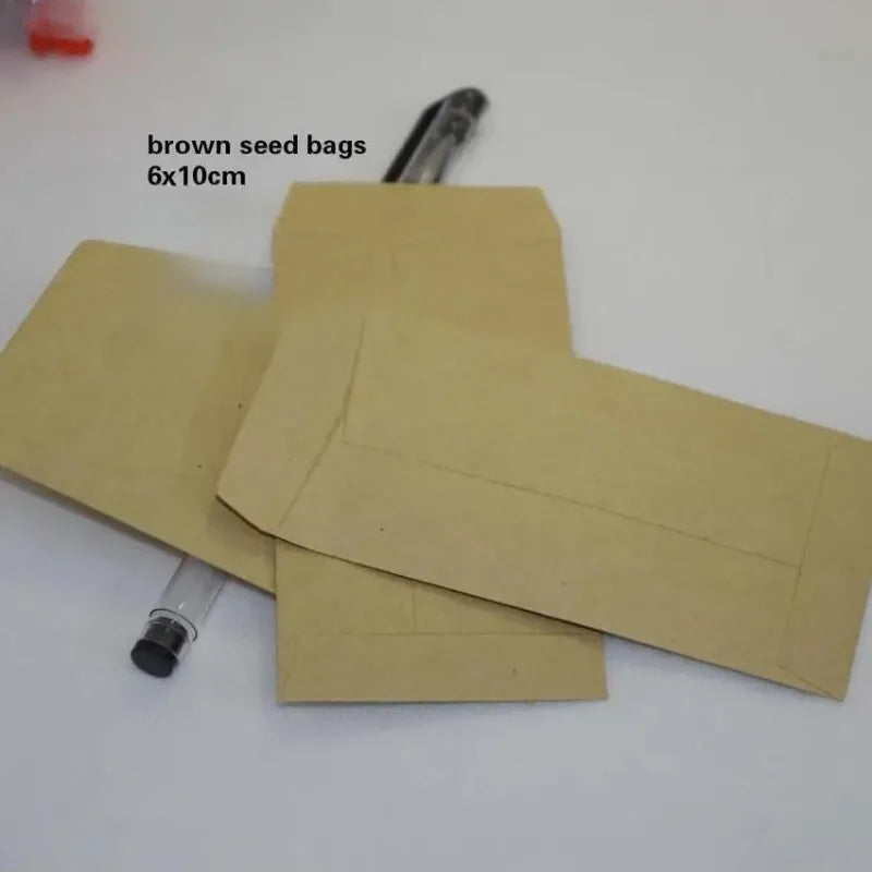 100Pcs Kraft Paper Seed Bags 6x10cm Eco Envelope Pouches Seed Storage Bags Babs