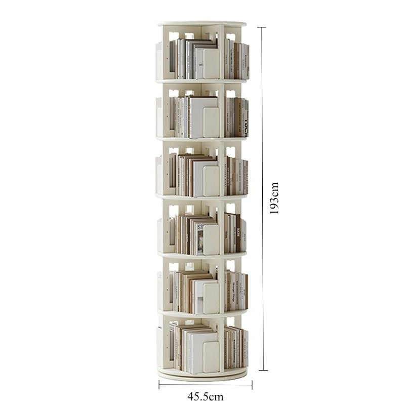 Rotating 6-Tier Wood Corner Bookshelf – Modern Bookcase Rotating Bookcase Babs White 6 layers