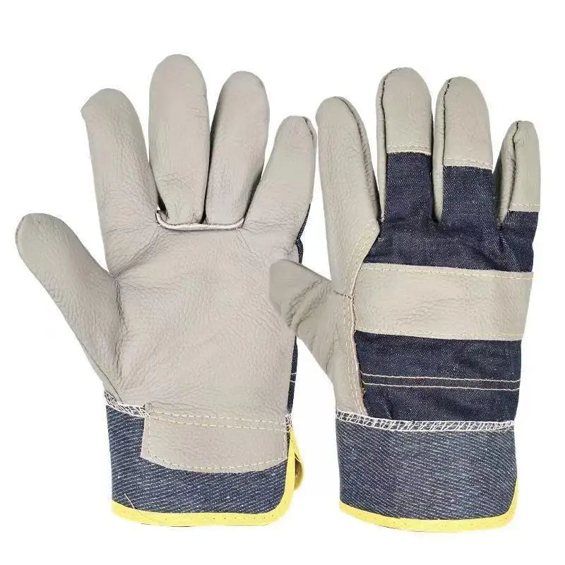 Cowhide Denim Welder Gloves – Double-Thick Work Protection Work Safety Gloves Babs