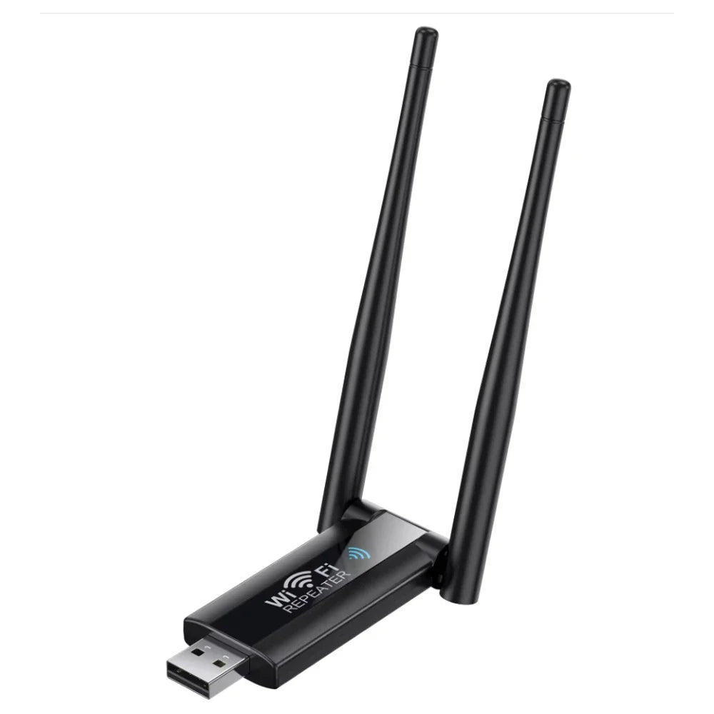 KEBIDUMEI 2.4G 300Mbps USB WiFi Repeater & Signal Booster WiFi Repeater Extender Babs Black