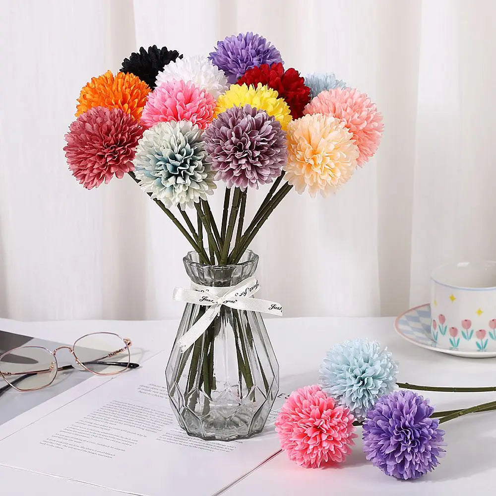 Artificial Silk Dandelion Hydrangea Bouquet | Wedding Home Decor Artificial Flower Bouquet Babs