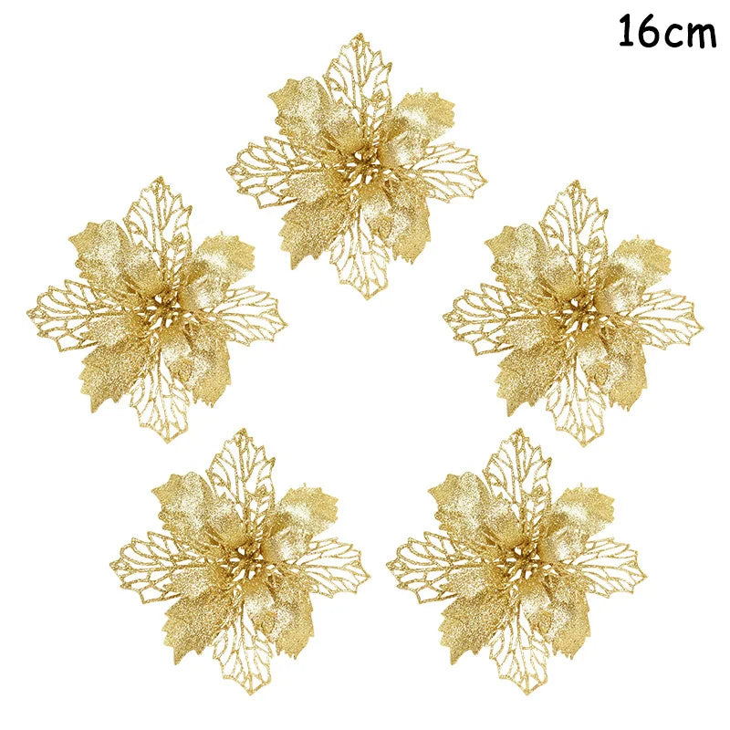 5Pcs Christmas Red Berry & Pine Cone Artificial Branches Décor Christmas Décor Branches Babs 5pcs gold flower