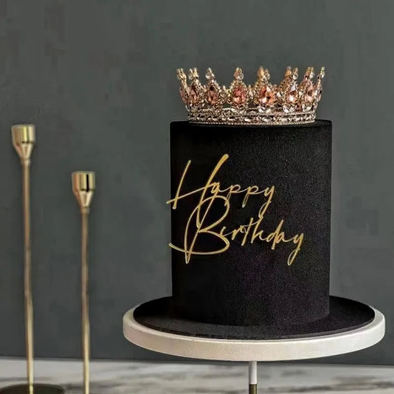 Gold Silver Acrylic Happy Birthday Cake Toppers – DIY Decor Cake Topper Babs 2