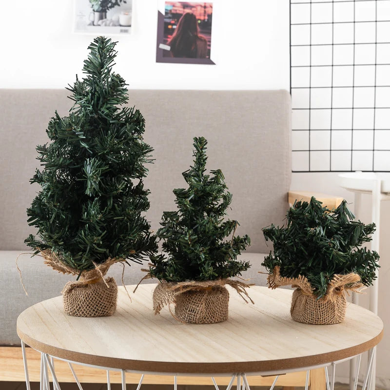 Mini Artificial Christmas Tree Burlap Desktop Ornament Décor Artificial Christmas Tree Babs