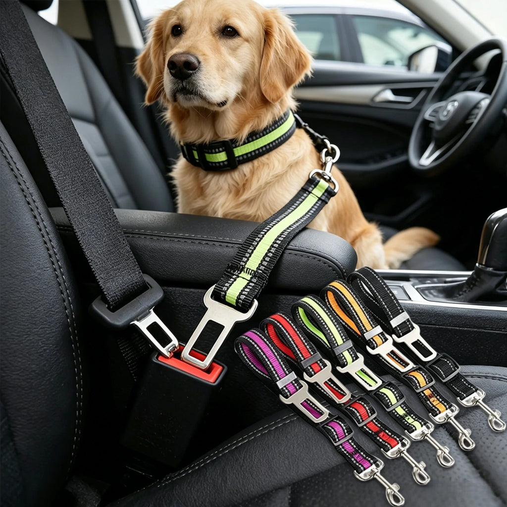 Adjustable Dog Car Seat Belt – Harness & Collar, All Dog Sizes Dog Car Seat Belt Babs