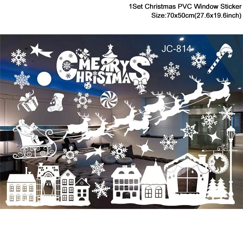 Christmas Window Stickers – Santa & Snowflake DIY Wall Decals Holiday Wall Decals Babs Set20