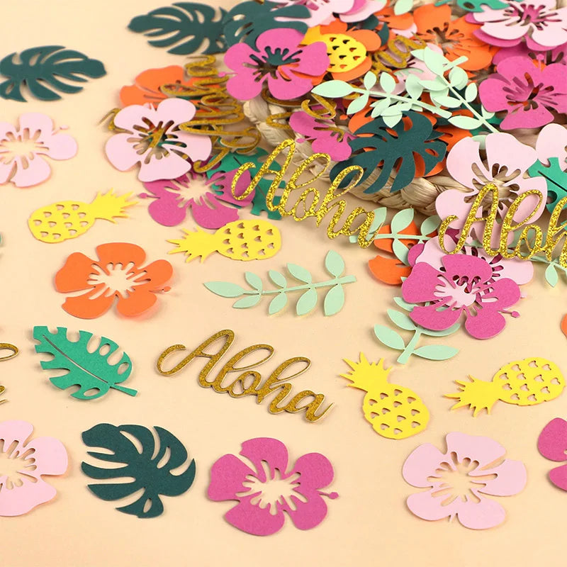 100pcs Hawaiian Luau Paper Confetti – Tropical Party Table Decor Party Table Confetti Babs