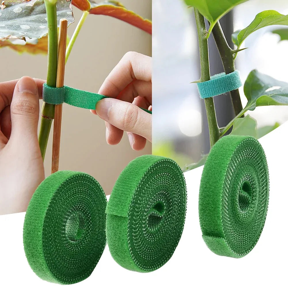 3-Roll Green Nylon Garden Plant Ties – Hook & Loop Support Garden Plant Ties Babs